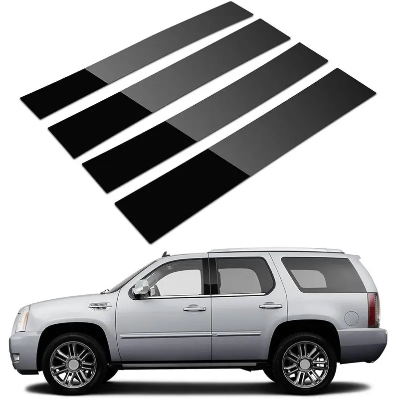 A56P-Car Pillar Posts Door Window Trim Moldings Anti Scratch Sticker For Cadillac Escalade 2007-2014 Parts Glossy Black
