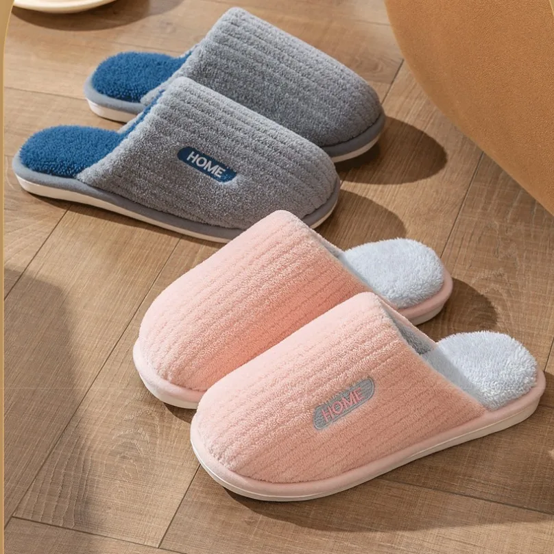 

Winter Warm Slipper Women Home Fuzzy Fur Plush Non Slip Indoor Lazy Female Thermal Furry House Shoe Flat flip flop Male Men