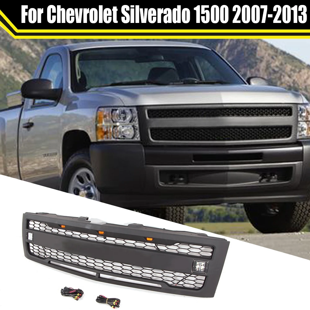 Auto Modified Front Bumper Grill For Chevrolet Silverado 1500 2007-2013 Exterior Racing Grills Grille Trims Meshes Grill Covers