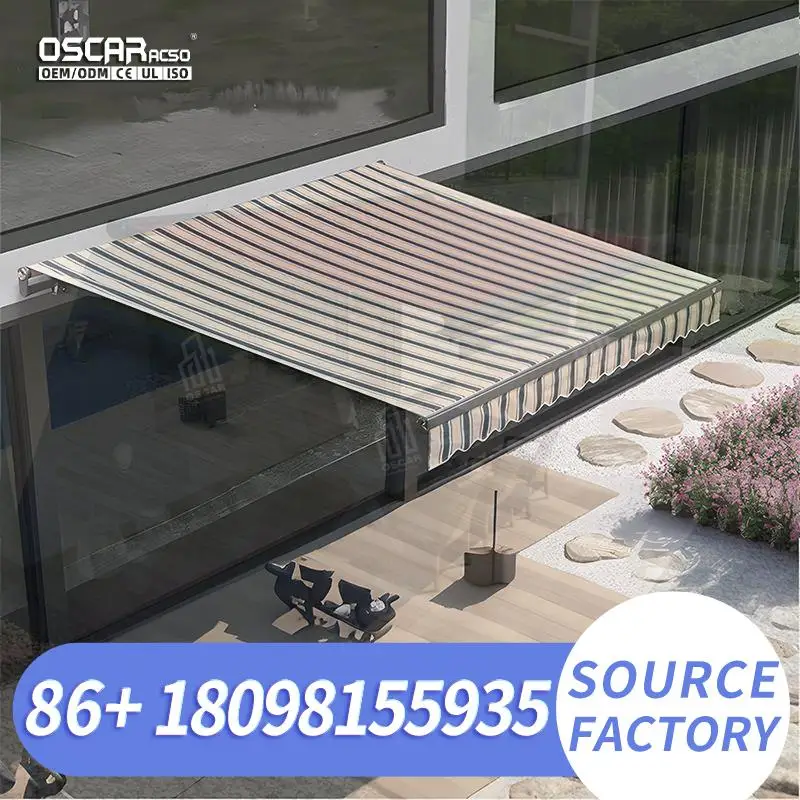 Outdoor Retractable Canopy Motorized Automatic Awnings for Patio Balcony Pergola Shade Solutions Retractable Awning