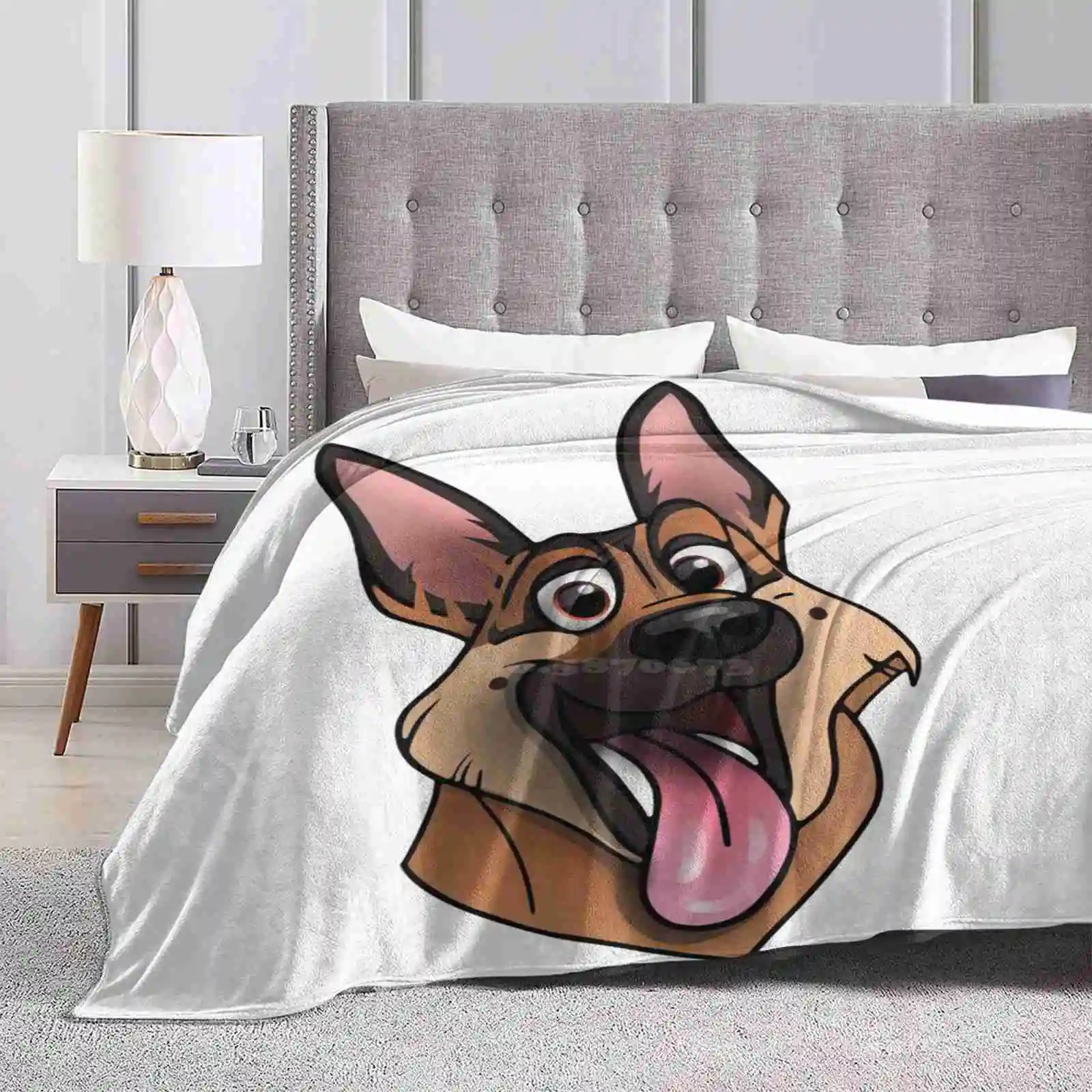 German Shepherd Happy Puppy Blanket Soft Warm Travel Portable Blanket German Shepherds Shepard Sheperd Gsdmoji Dogs Cute