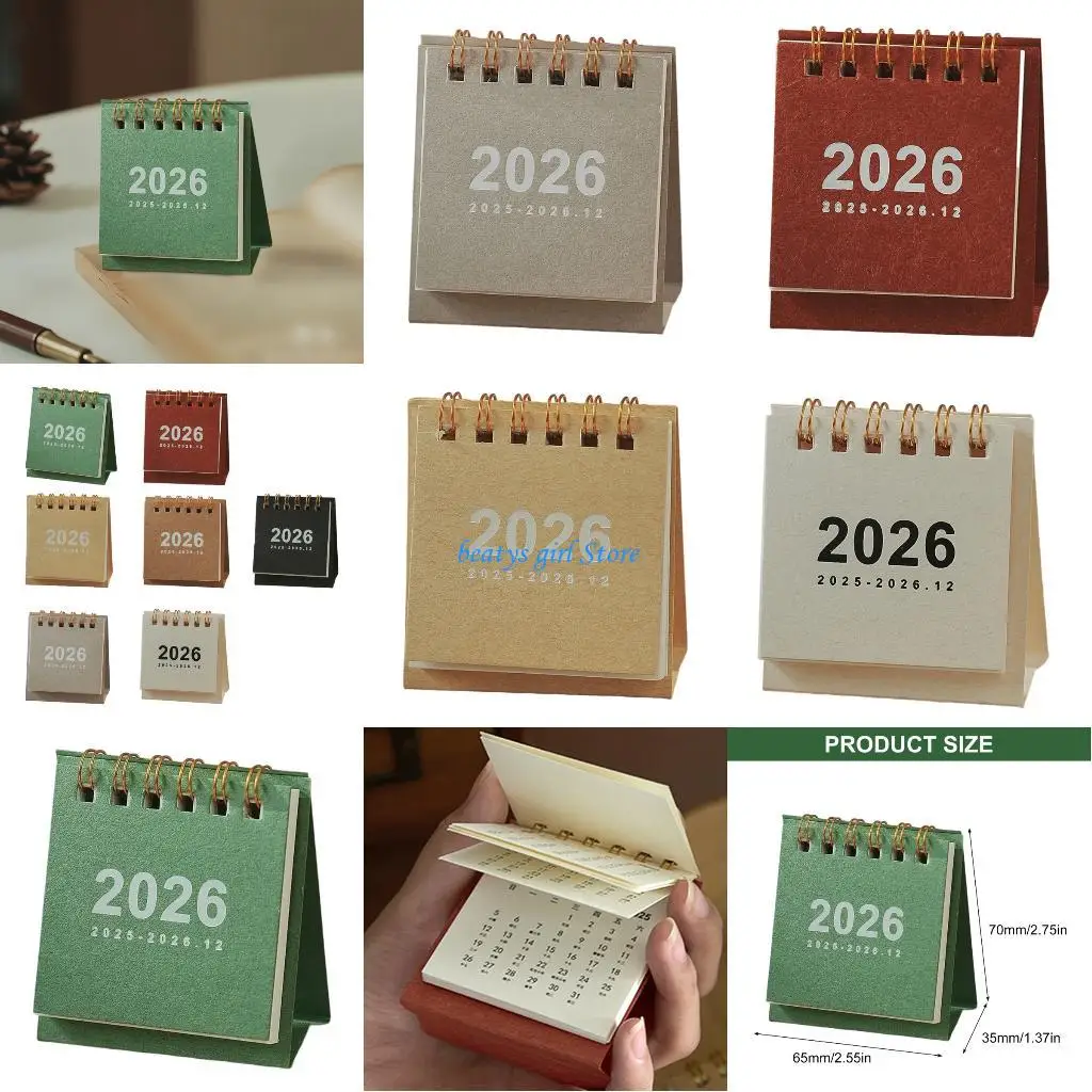 

C7AB 2026 Desk Calendar 19 Month Referance from Jun 2025 to Dec 2026 Twin-Coil Binding Monthly Calendar For Notes Appointment