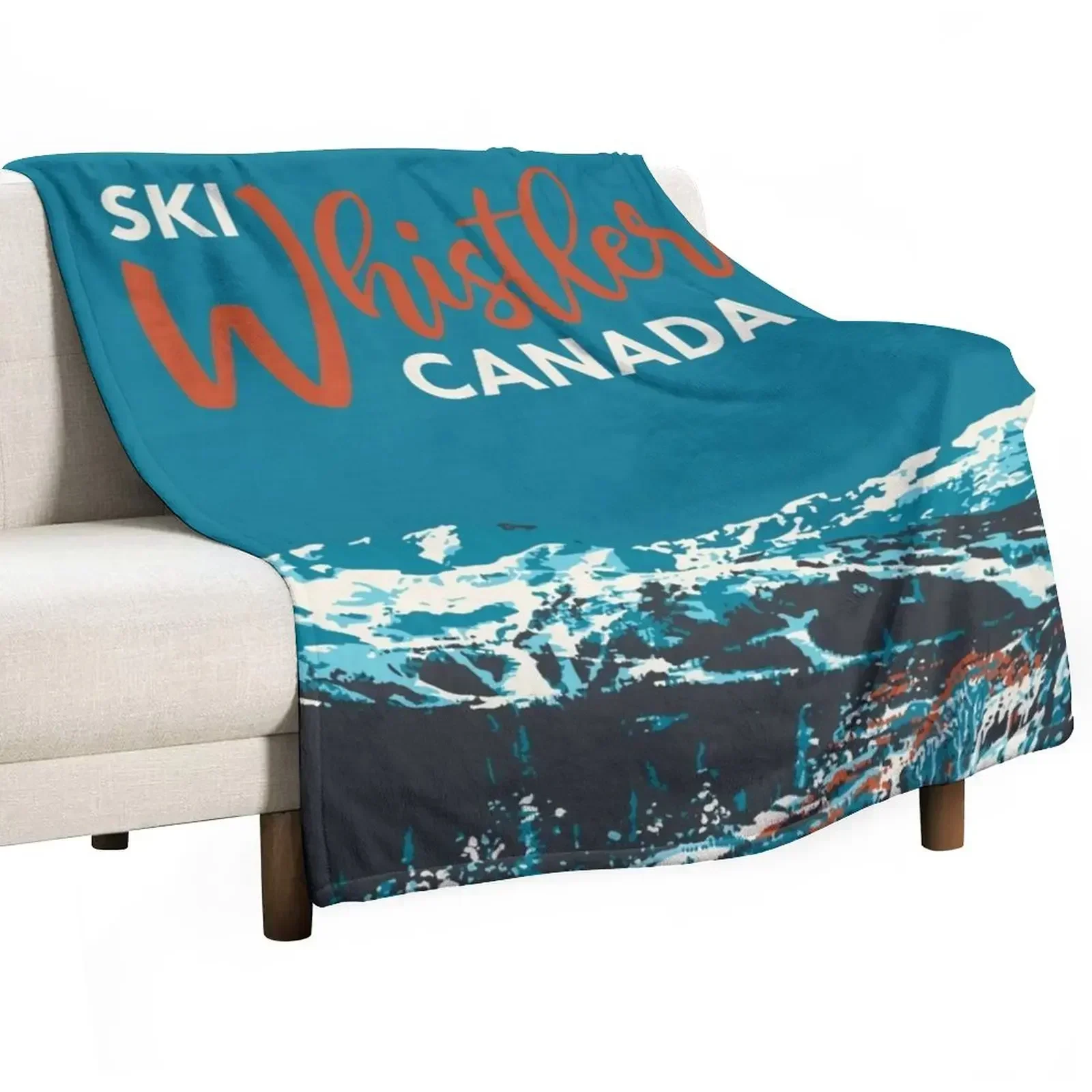 Vintage Whistler Canada Ski Poster Throw Blanket Summer Thins Sofa Thin Blankets