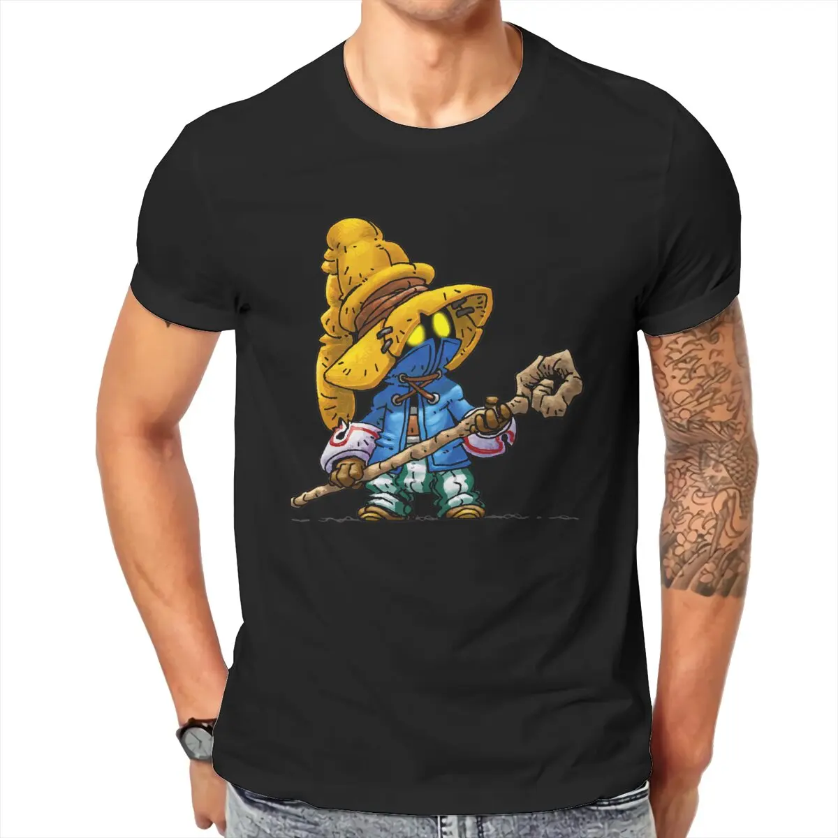 I Am A Mage Vivi T Shirts for Men Cotton Novelty T-Shirts Chocobo Black Mage Ornitier FF9 Tees Clothing Big Size Final Fantasy