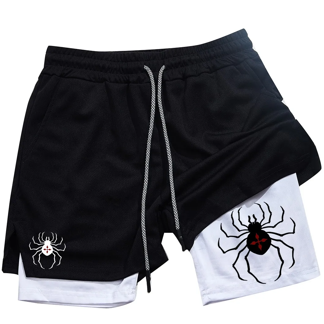 Anime Hunter x Hunter Performance Shorts for Men Breathable Spider Gym Shorts Summer Sports Fitness Workout Jogging Short Pants