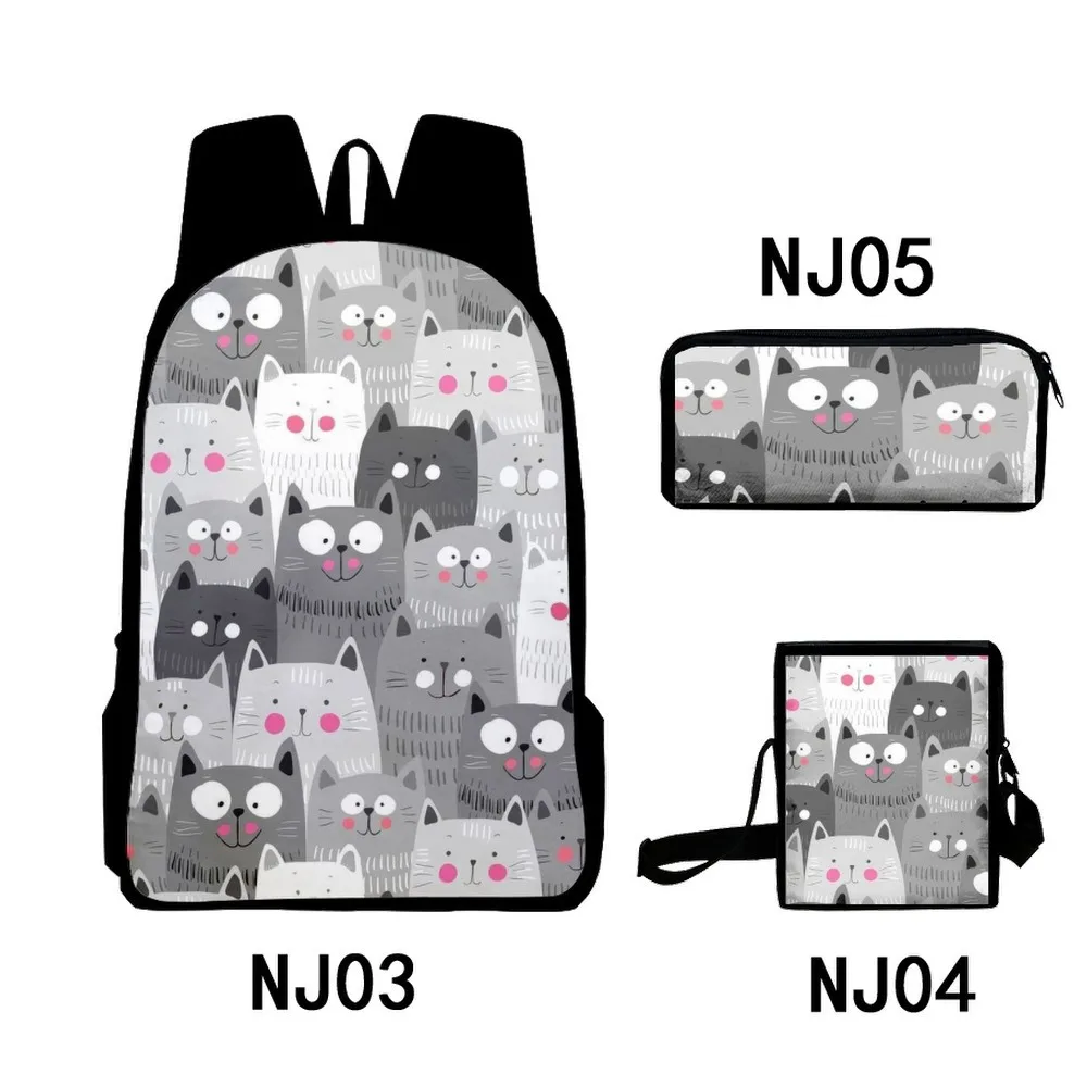 

Trendy Youthful Cats 3D Print 3pcs/Set Student Travel bags Laptop Daypack Backpack Shoulder Bag Pencil Case