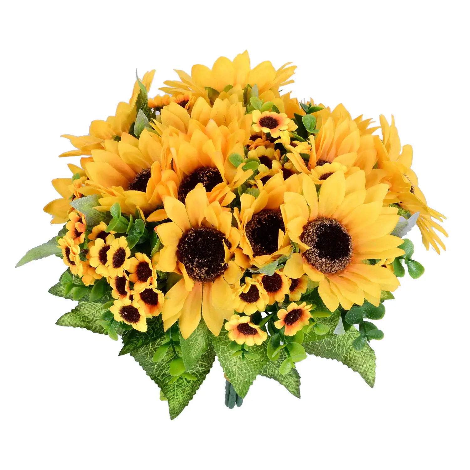 A Bouquet Sunflower Artificial Flowers Silk Fake Flower for Wedding Party Decoration Autumn Yellow Flower Room Table Home Decor