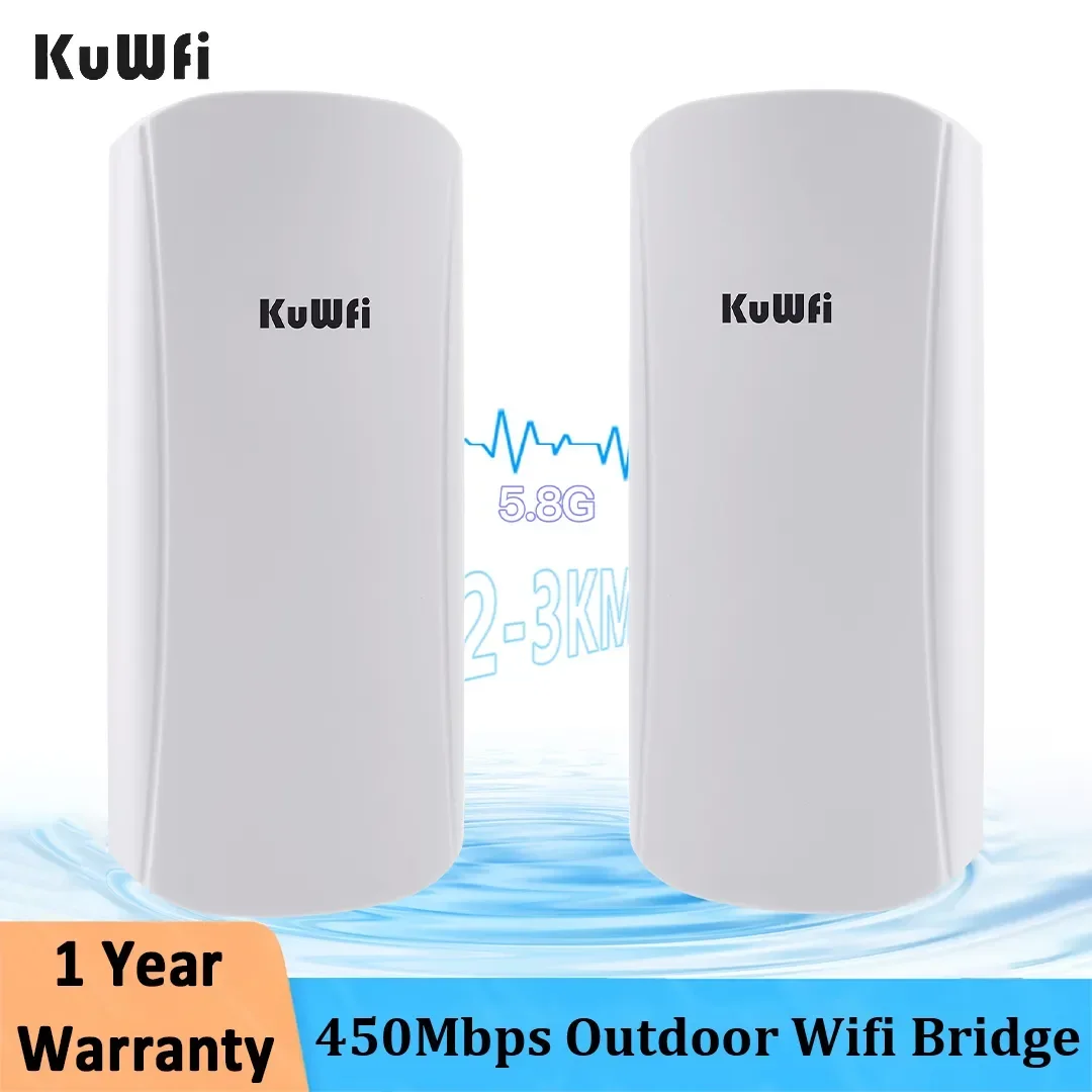 

Kuwfi Outdoor Wireless Bridge 5GHz 450Mbps CPE Wifi Router Long Range Extender AP Access Point Wi-Fi Repeater POE Adapter