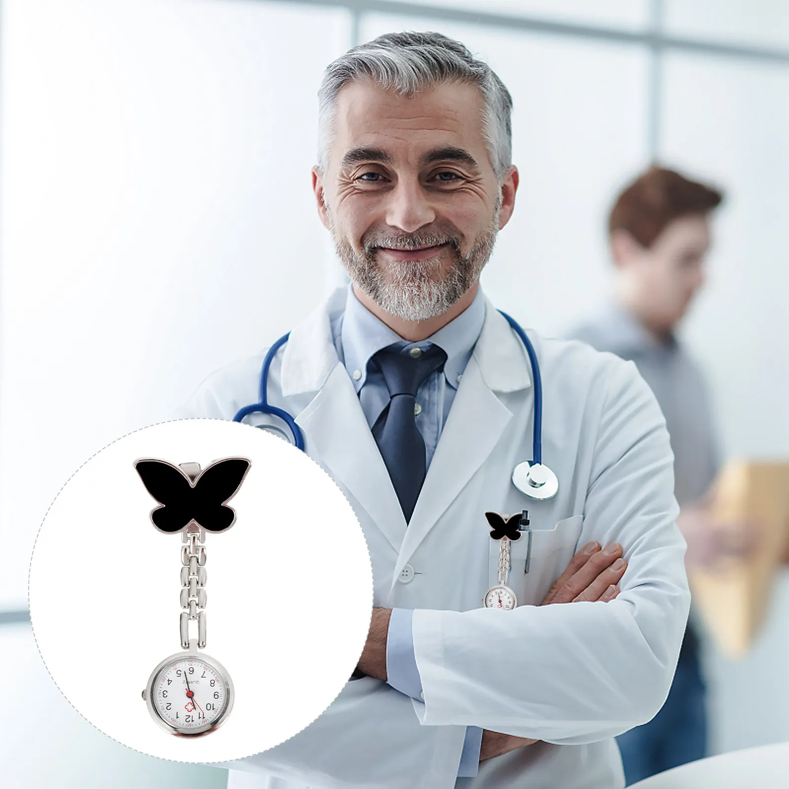 Nurses Brooch Watch Round Dial Watch For Nurse Student Fashion Hanging Pocket Clip Material Clear Numbers