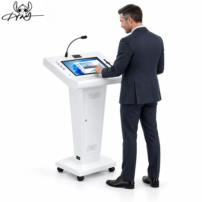 High Definition Front Screen Interactive Digital Podium with Wireless Microphone for Events and Educational Lectures