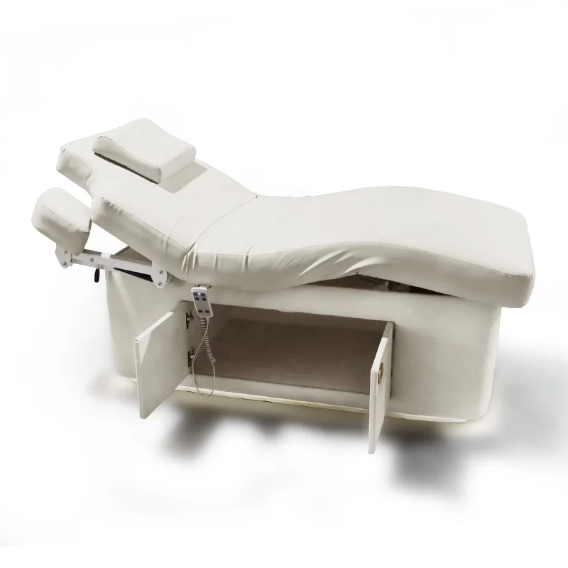 التدفئة الكهربائية سبا صالون العلاج الجمال السرير 2 موتور خزانة خشبية طاولة التدليك الطبية سرير تدليك كهربائي #3