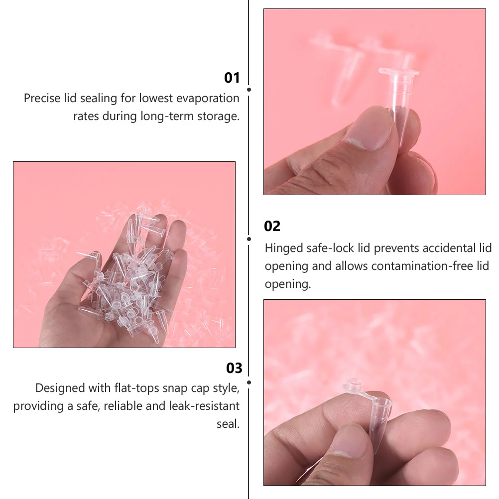 Plastic Micro Test Tube, Snap Cap, Cone Bottom, Centrifuge Tube, Sample Vial Container, School Laboratory Instrument