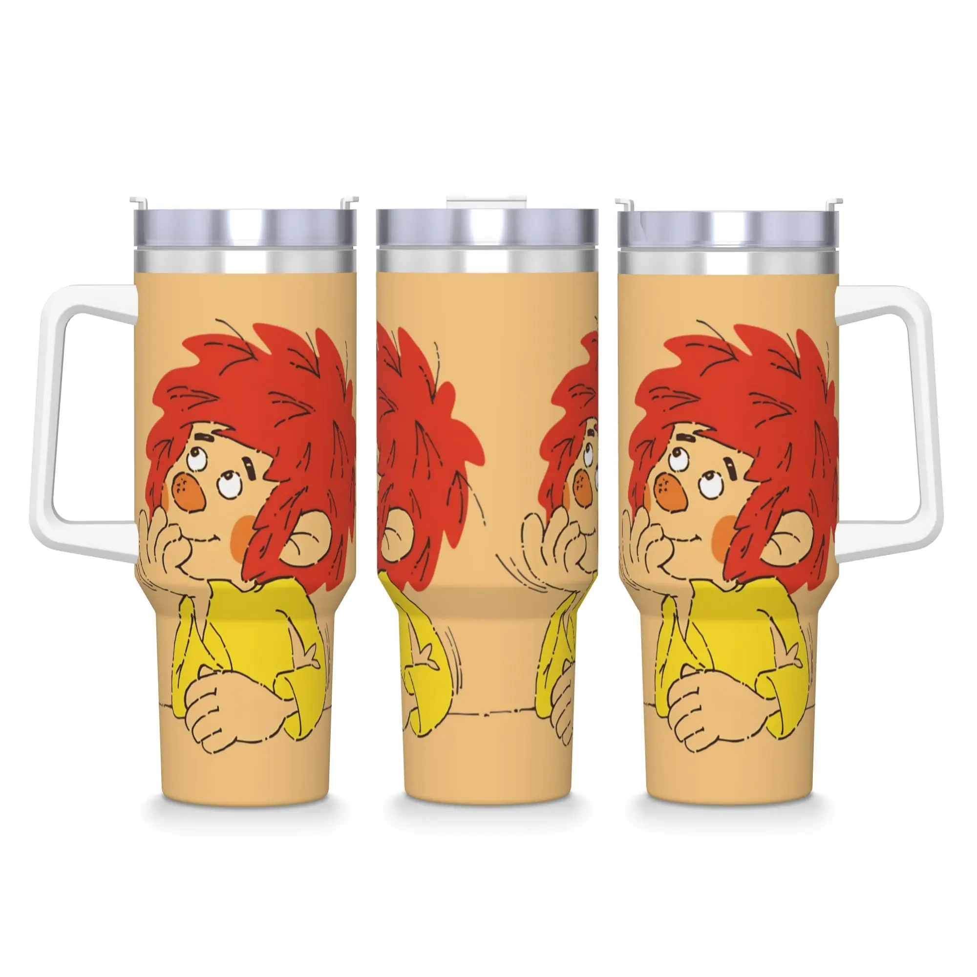 Pumuckl   Tumbler  Cold Drink Water Bottle Keep Heat Stainless Steel Coffee Mug Graphic Beach Mugs Cup
