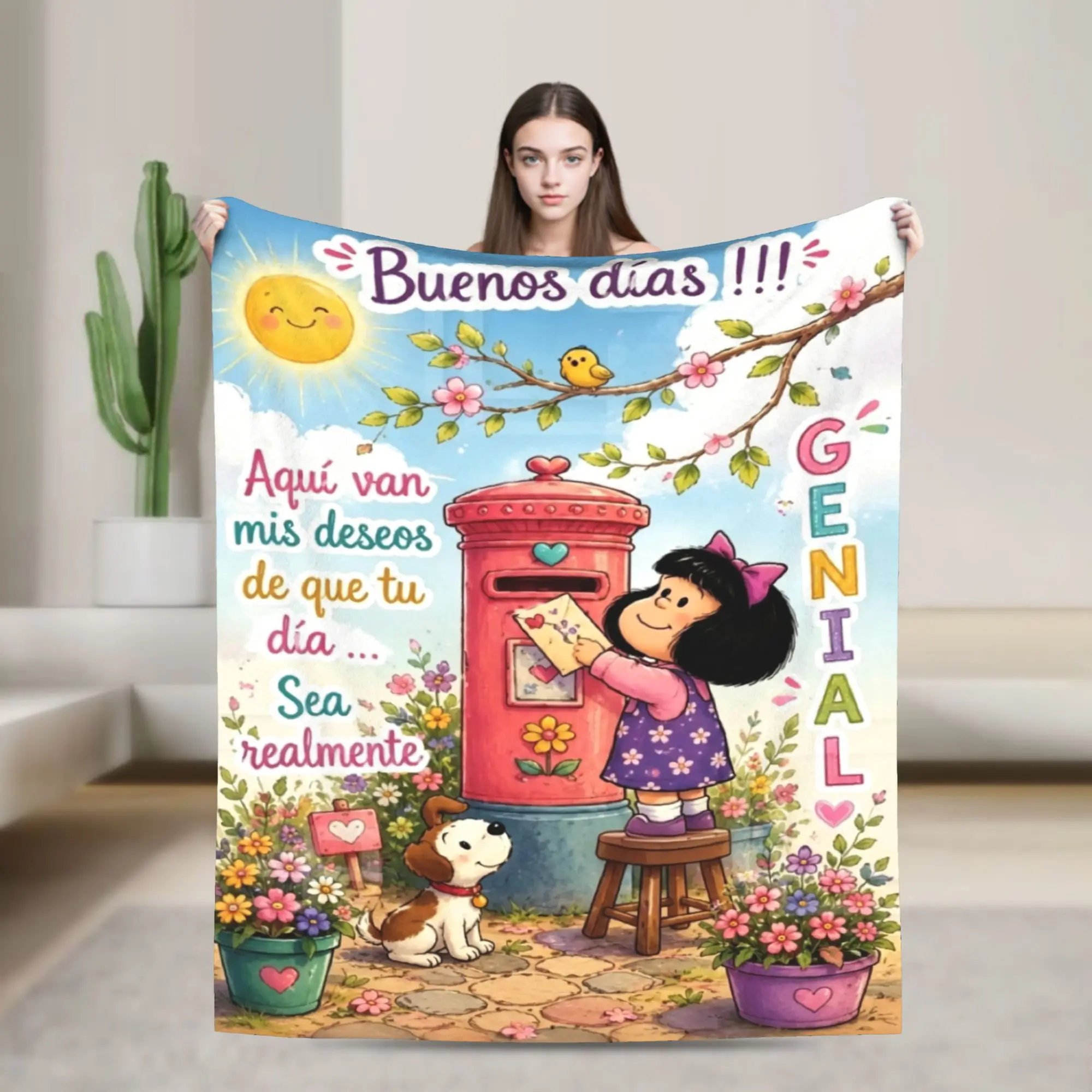 Sunshine Mafaldas Fuzzy Blankets Anime Funny Throw Blanket for Bed Sofa Couch 200x150cm Quilt
