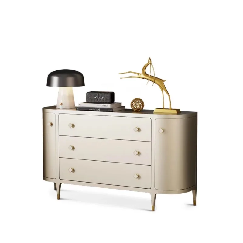 

Solid wood modern chest cabinet, locker, bedroom semicircular drawer type entrance counter, side cabinet