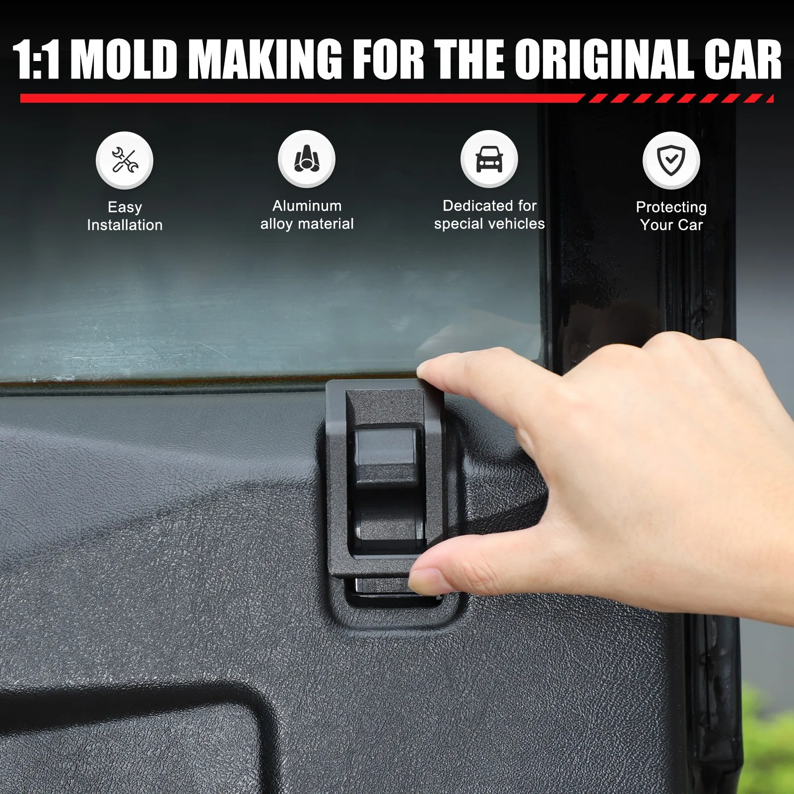 

Aluminum Alloy Car Door Latch Outer Frame Trim For Land Rover Defender 90 110 130 2004-2018 Door Latch Kit Accessories