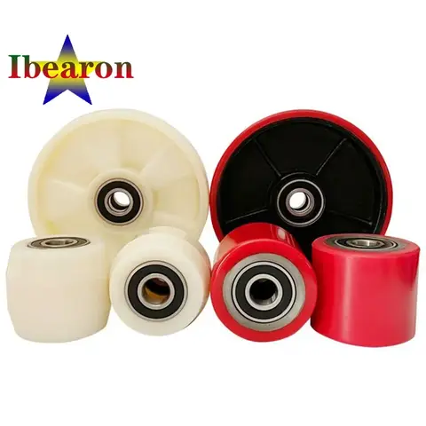 4PCS 나일론 드럼 80x60mm 베어링이있는 지게차 캐스터 휠 액세서리 수동 유압 팔레트 트럭 지상 황소 카트 Best5