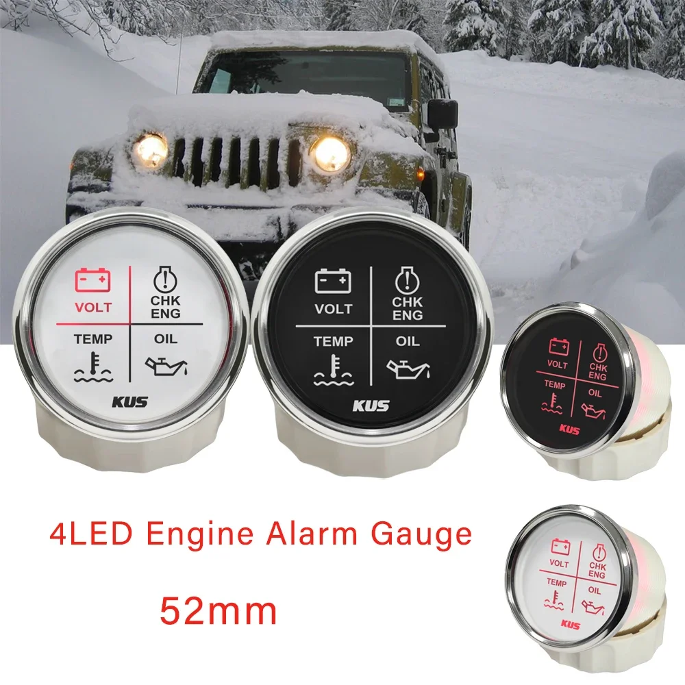 KUS 52mm 4LED Engine Alarm Gauge Meter for Car Boat