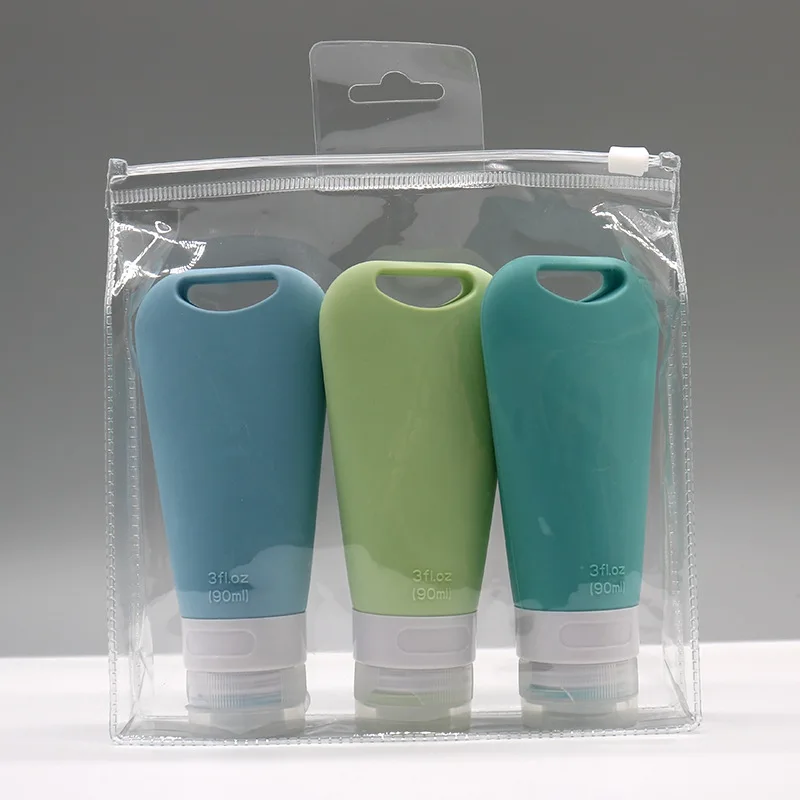 1/3/4Pcs 90ml Travel Portable Silicone Set-bottling Lotion Cream Shampoo Body Wash Cosmetic Bottles Empty Containers