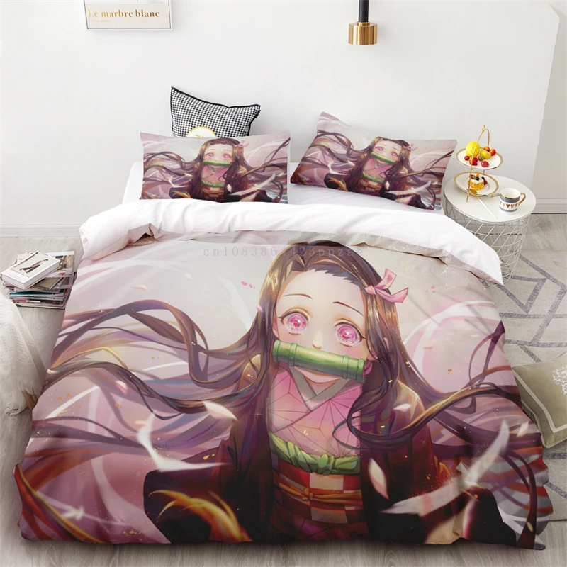 

Duvet Cover Kamado Nezuko Peripheral Collection Gift One Duvet Cover Two Pillowcases Unfilled Single Double Bed Bedroom Decor