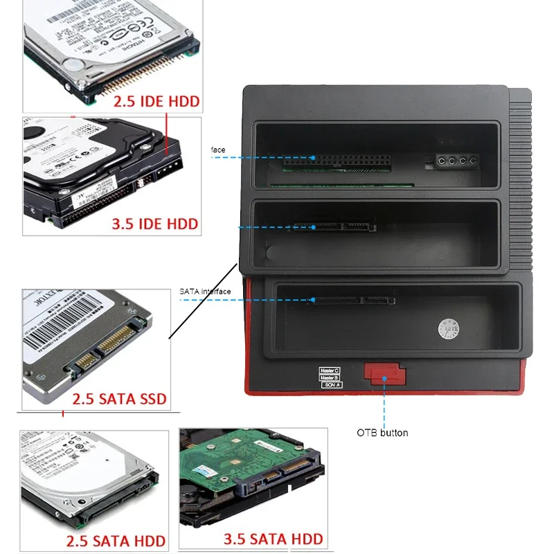 USB 3.0 HDD 도킹 스테이션 2.5 3.5 인치 SATA IDE 어댑터 하드 드라이브 디스크, SSD 솔리드 스테이트 드라이브 (카드 리더 포함) USB 허브