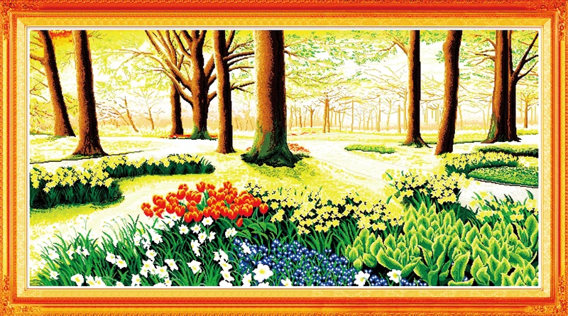 Joy Sunday Pre-printed Cross Stitch Kit  Easy Pattern Aida  Stamped Fabric Embroidery Set-Promised Land