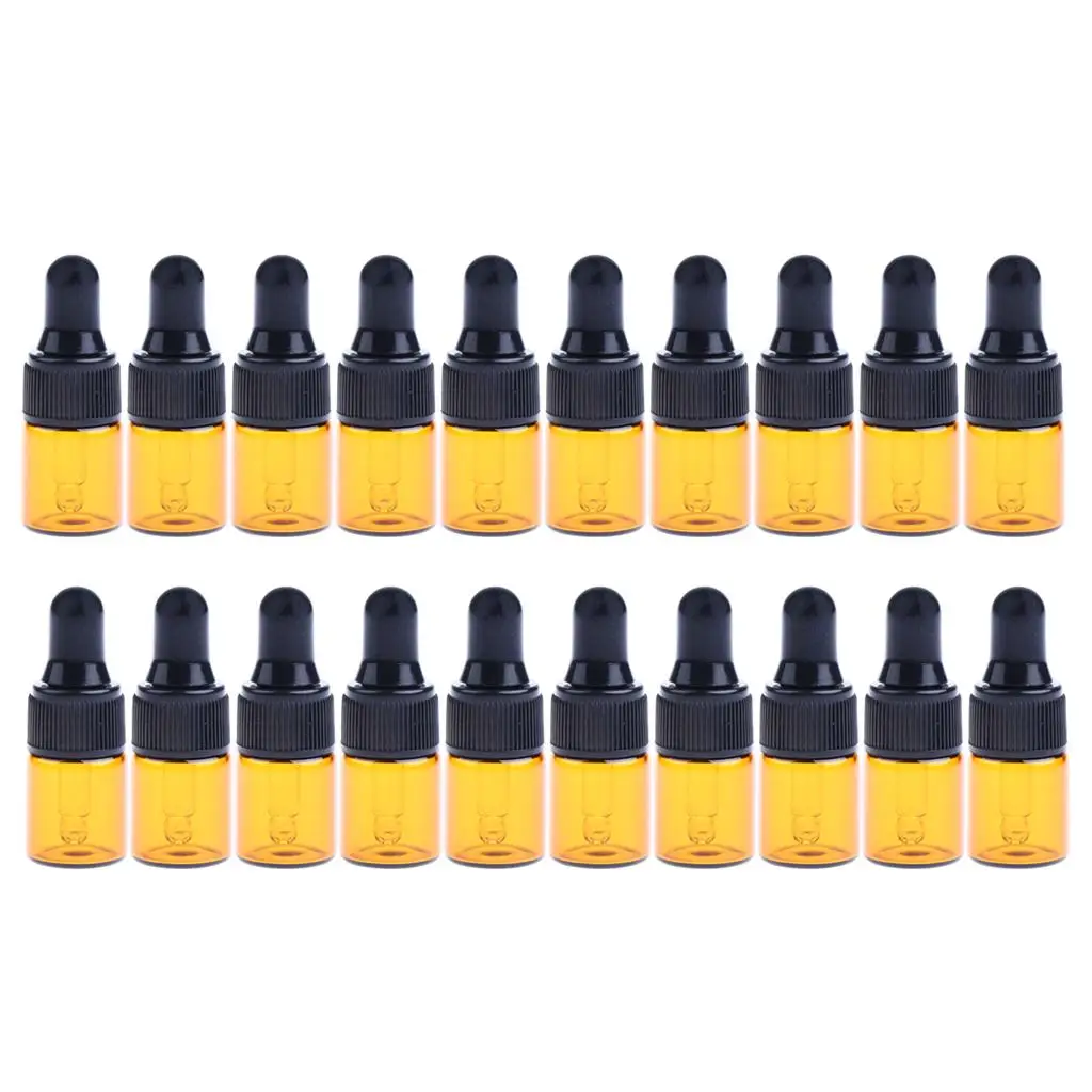 Bulk Lot 20 Pieces Mini Refillable Glass Dropper Bottle Essential Oils Cosmetic Liquid Makeup Gel Vials Containers 1ml 2ml 3ml