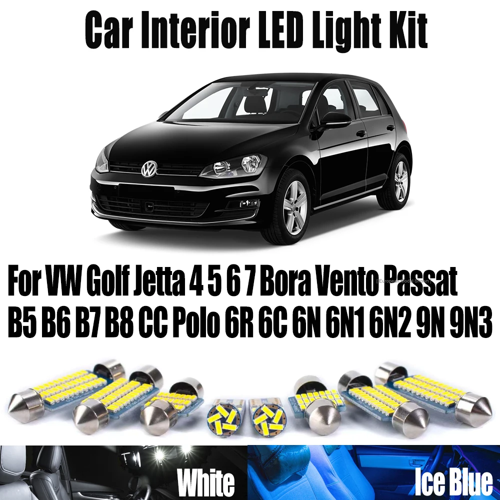 

Interior LED Light For VW Golf Jetta 4 5 6 7 Bora Vento Passat B5 B6 B7 B8 CC Polo 6R 6C 6N 6N1 6N2 9N 9N3 Car Reading Bulbs Kit
