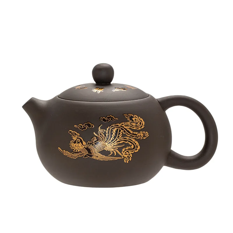 Fengming Teapot Changes Color When Exposed To Hot Water, Zisha Xishi Teapot, Handmade Teapot Dragon Patterned Zisha Tea Set Gift