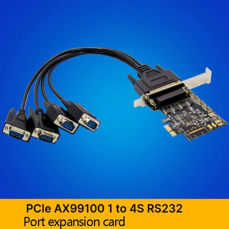 PCIE AX99100 1 Out 4S DB-9 Pin RS232 Serial Port Card Industrial Serial COM1 Port Expansion Card for PC