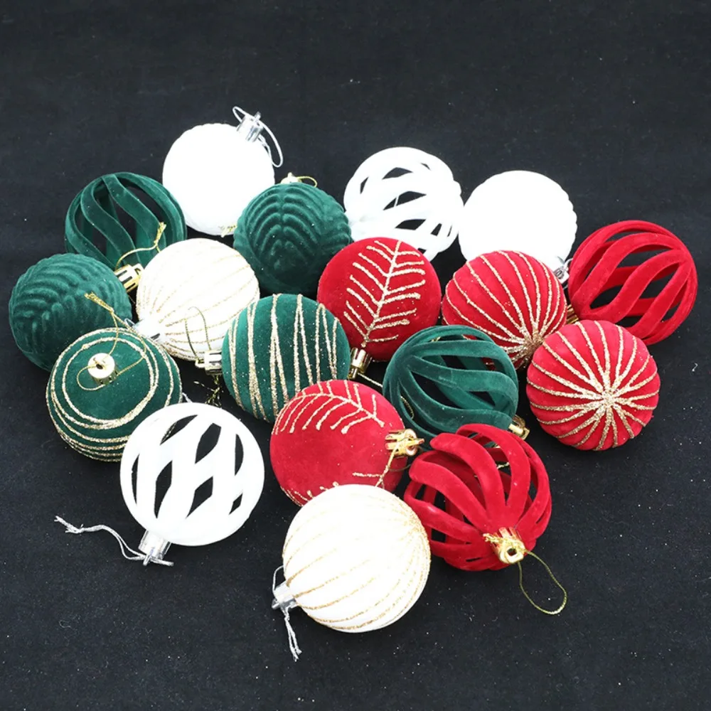 

6pcs/Box Velvet Ball Christmas Tree Ornament DIY Crafts Painted Plastic Christmas Gifts Boxes Pendant Hanging Ornament Pendant