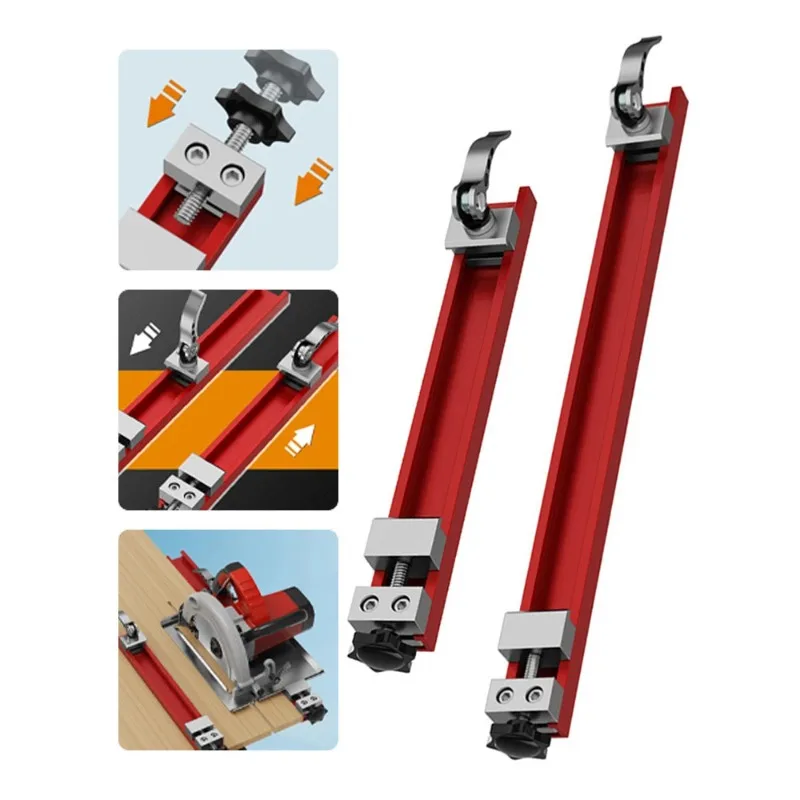 

Adjustable cutting machine base guide rail, circular saw guide rail positioning fixture bidirectional reverse buckle ring