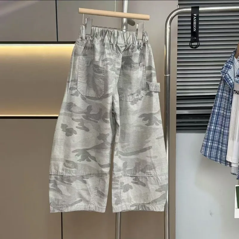 Kids Thin Loose Camo Cargo Pants Summer 2026 New Casual Long Middle Big Kids Quick Dry Pants
