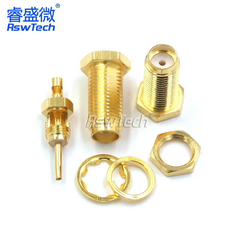 2PCS SMA Female/male Header RPSMA-KY/KWE-1.13 Outer Screw Inner Pin/hole Reverse Connection Pressure Welding Feeder Connector