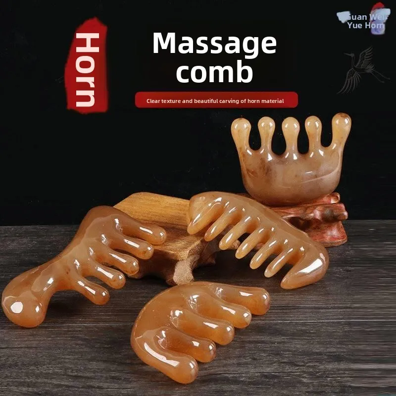 

Women's Hair Care Scalp Massage Comb Cow Horn Five Claw Head Massage Comb Multi Functional Neck Gua Sha Hair Care Acupoint Comb