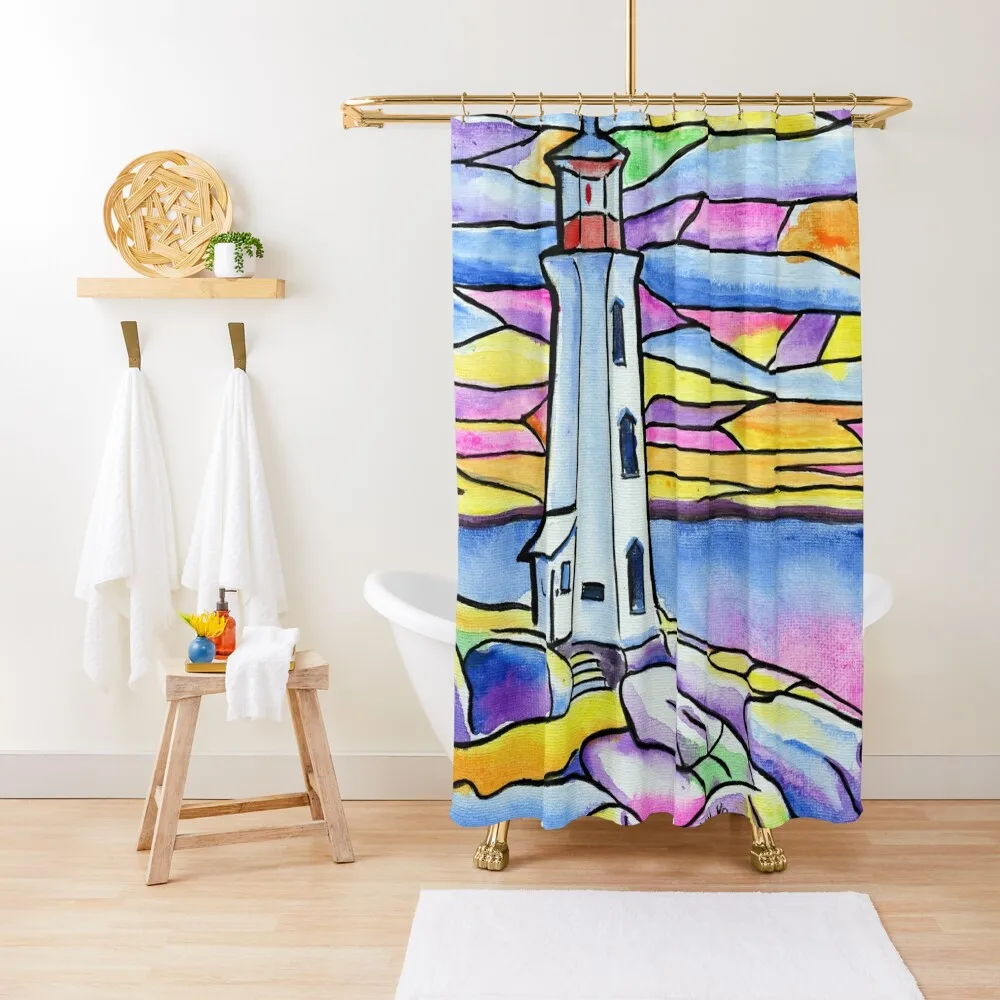 Sacred Light Peggys Cove Lighthouse Shower Curtain For Bathroom Toilet Accessories Bathroom Curtain