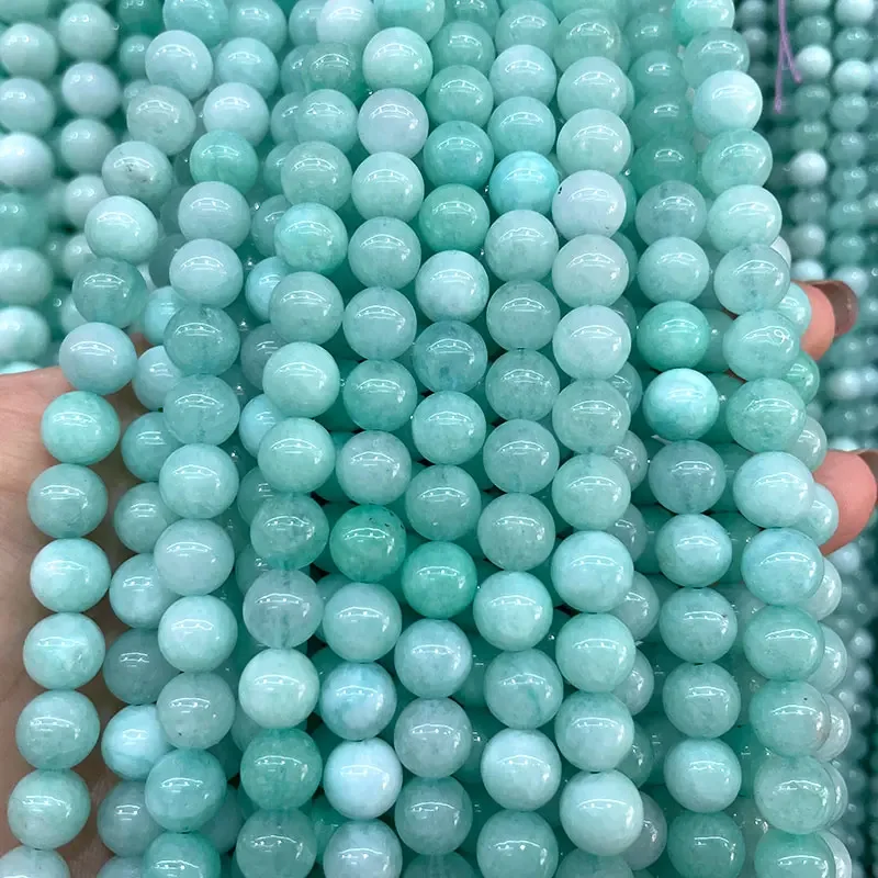 Blue Natural Stone Beads Topaz Aquamarine Agate Jade Glass Crystal Loose Round Spacer Bead for Jewelry Making Diy Bracelet Charm