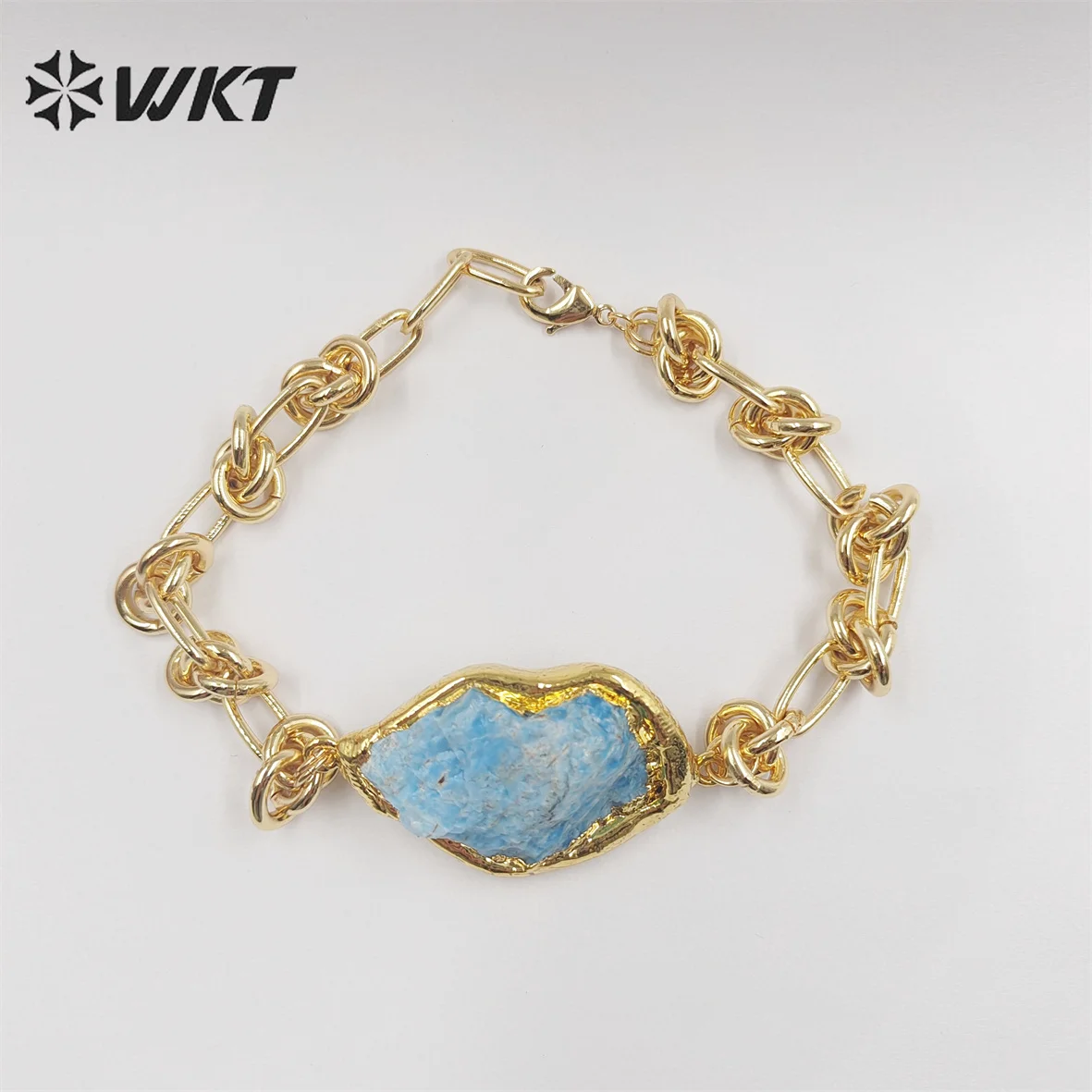 WT-B614 Women Elegant fashion gold plated Raw Apatite Quartz bracelets With Knotted Chain 10pcs