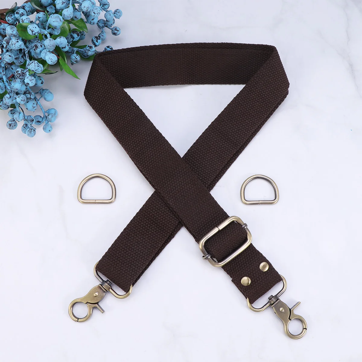 

1pc Adjustable Cotton Webbing Crossbody Bag Strap Canvas Replacement Shoulder Straps For Tote Bags Metal Clip Attachments