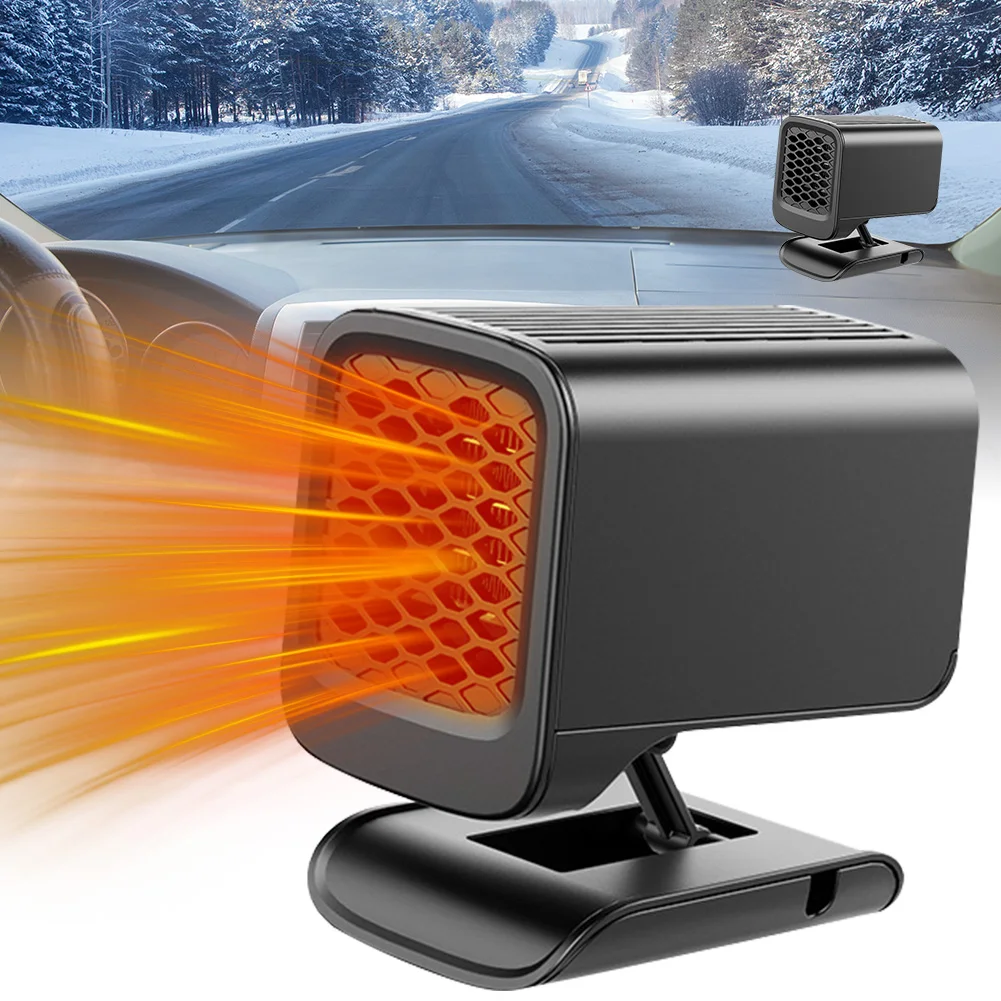 

Портативный автомобильный обогреватель-вентилятор 360 ° Вращающийся автомобильный вентилятор-размораживатель с быстрым нагревом, подключаемый к прикуривателю, для обогрева лобового стекла