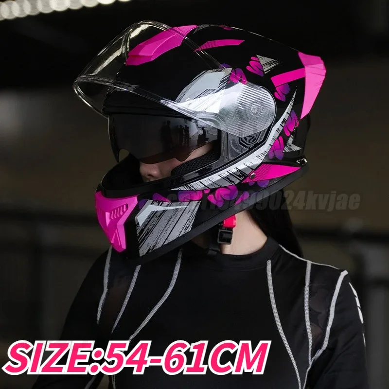 Motorcycle Helmet Men's and Women's Fashionable Safe Anti Fall Scooter Dual Mirror Four Season Helmet Motorcycle Travel Helmet