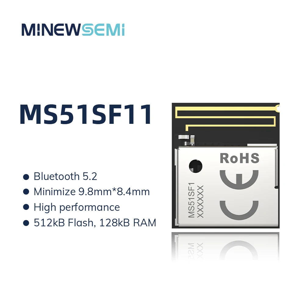 Imagem -06 - Único Pequeno Módulo Bluetooth Baixo Consumo Bluetooth 5.2 Ms51sf11 Nrf52833 Antena Pcb a Favorável ao Meio Ambiente Pcs