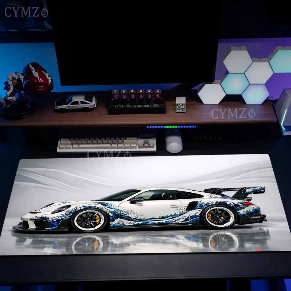 

Коврик для мыши с дизайном в стиле Art Wave Paint, с рисунком спортивного автомобиля, нескользящий, для игр, для ПК, для офиса