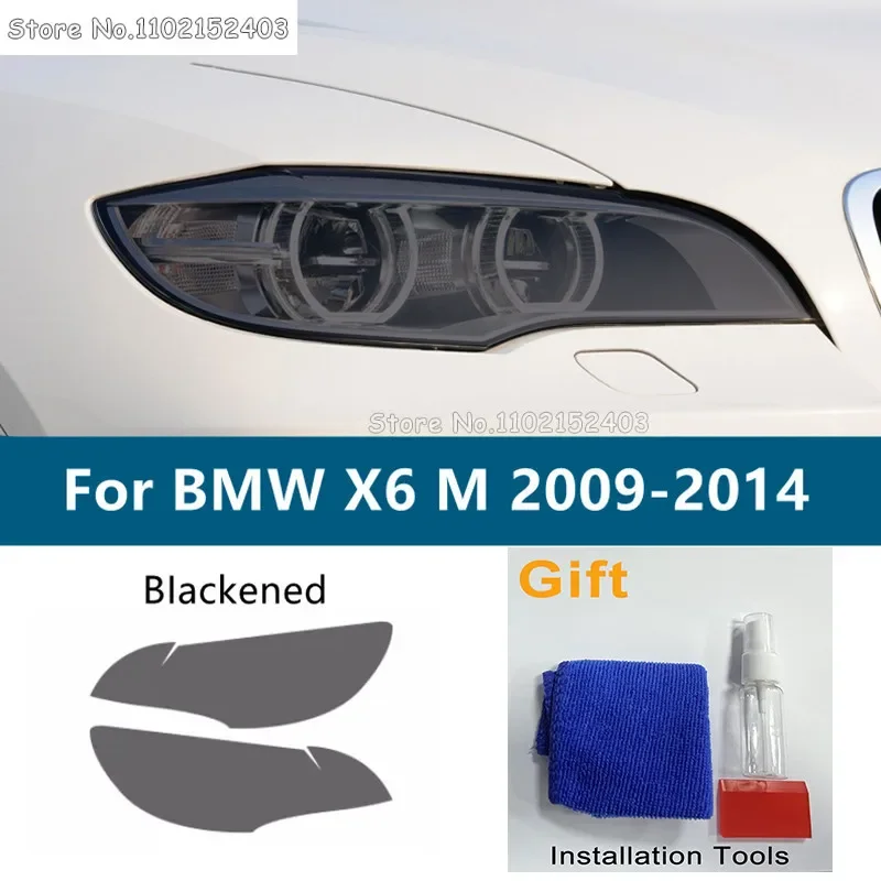 

2 Pcs For BMW X6 M E71 2008-2014 Car Headlight Tint Black Protective Film Front Light Transparent TPU Sticker Accessores