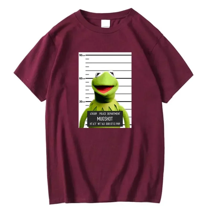 Short Sleeve Style Tops Tees Oversized Summer New T Shirts 5XL Mens Tshirts Funny Prisoner Frog kermit mugshot Washed Vintage