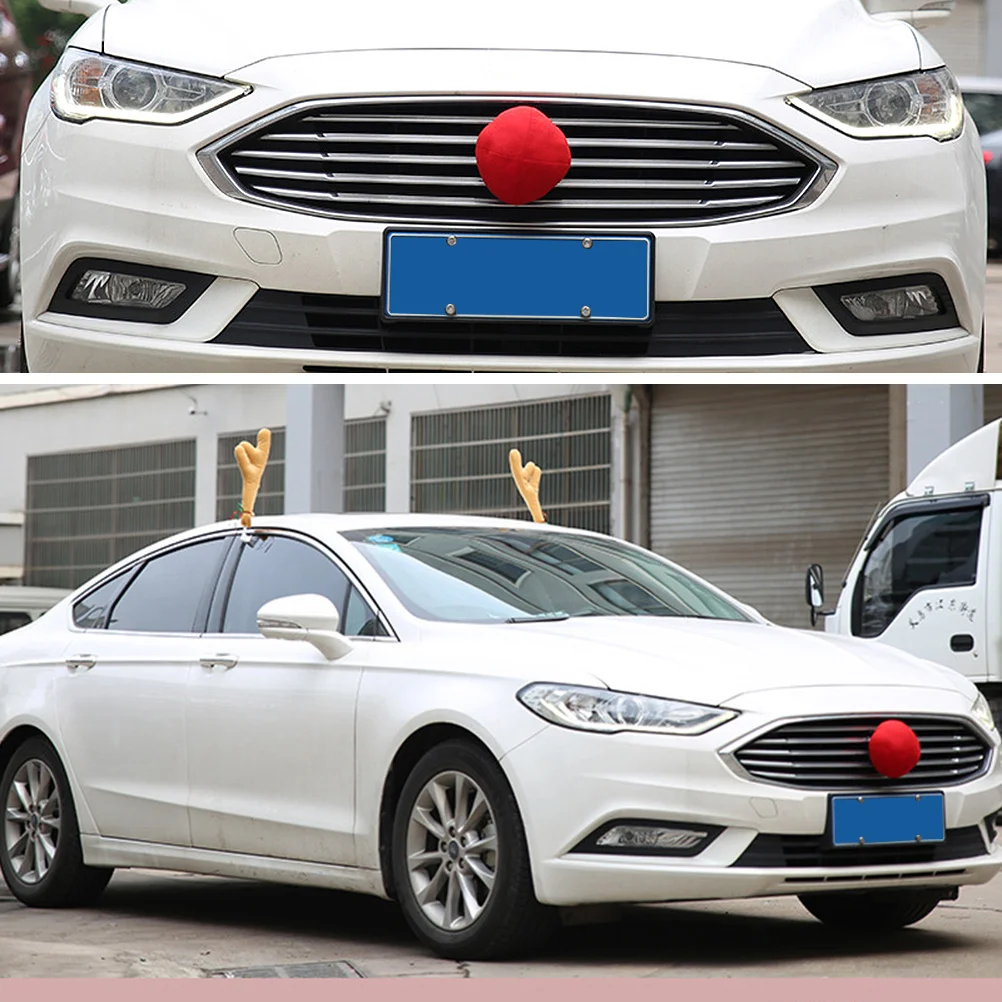 1 مجموعة قرون السيارة ديكور عيد الميلاد قرون الرنة نافذة مرفق عطلة زخرفة ل شاحنة سيارات الدفع الرباعي فان متوافق لا أدوات سهلة