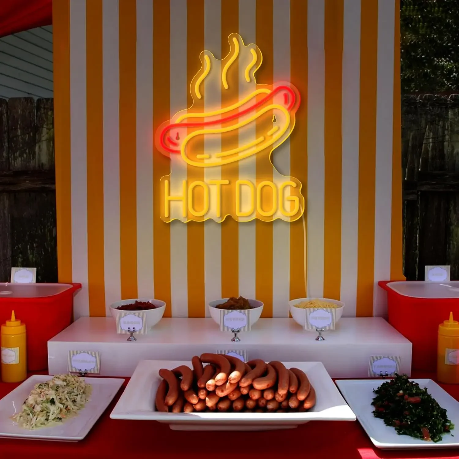 Hot Dog neon lights are used for wall decorations, hot dog LED signs are used for fast restaurant decorations, and store