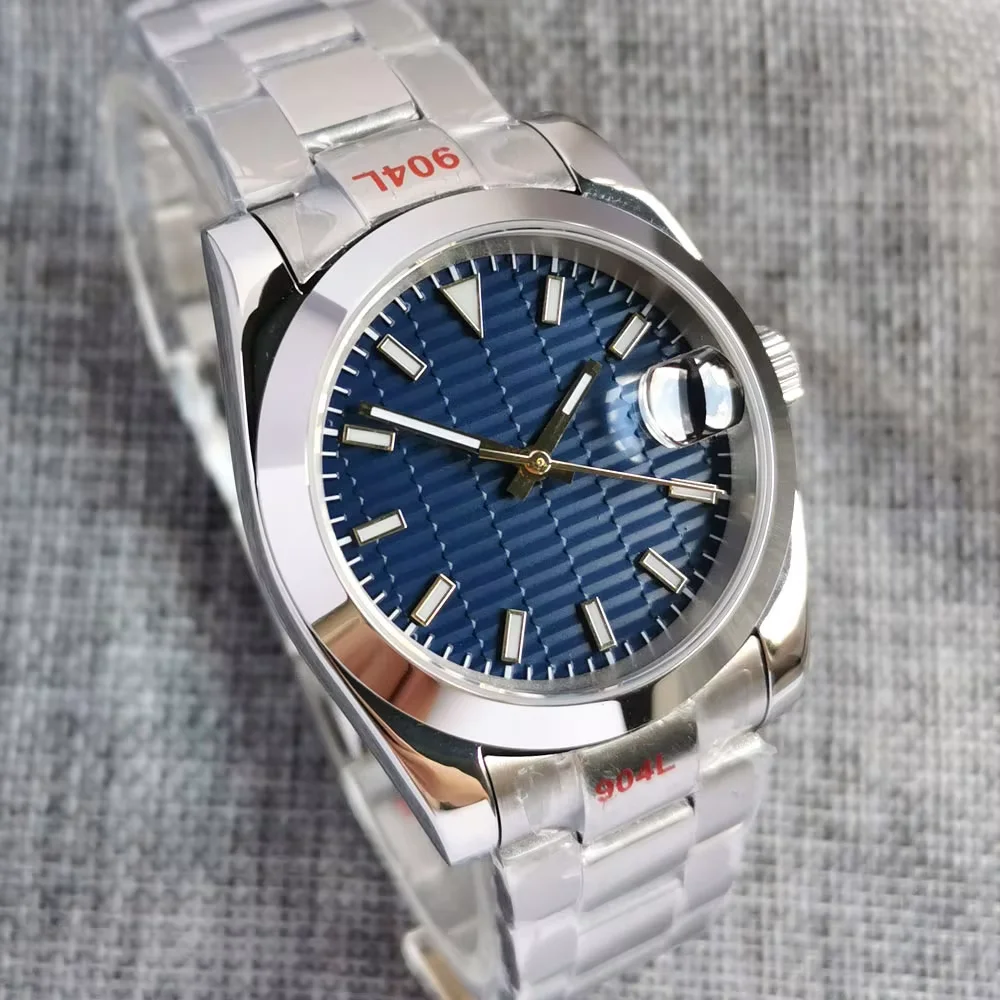 36mm/39mm 노란색 질감의 야광 다이얼 새로운 24 보석 NH35A 자동 남성용 시계 사파이어 크리스탈 팔찌 스트랩