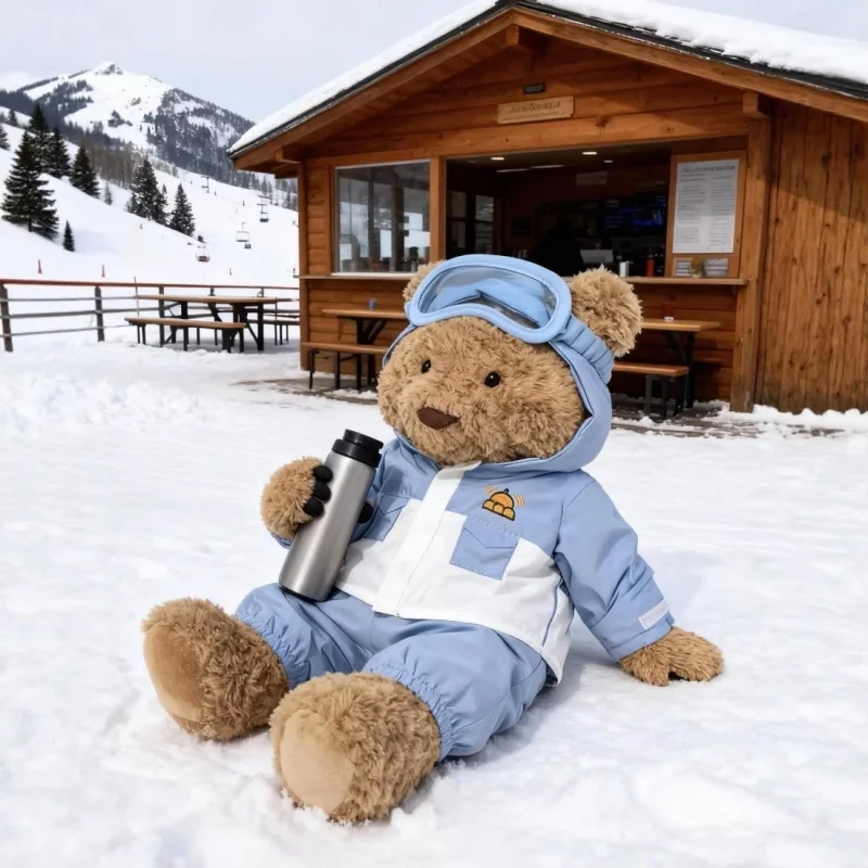 Disponibile 2025 Inverno Nuovo Jc Christmas Ski Series Tuta da sci Orso Abbigliamento da sci Peluche Bambola Kawaii Bambini Bambola Regali a sorpresa di Natale