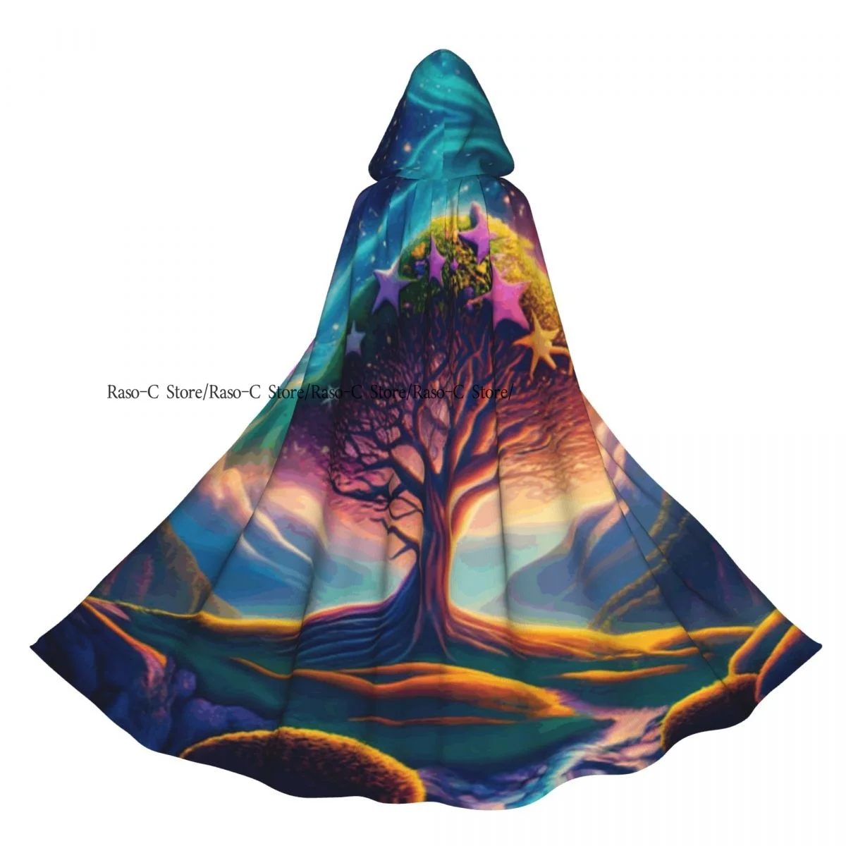 

Hooded Cloak Unisex Cloak with Hood Amazing Tree Colorful Mountains Waterfalls Cloak Vampire Witch Cape Cosplay Costume